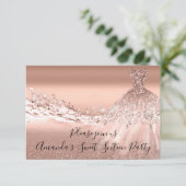 Sweet 16th Party Roos Gold Glitter Ocean Bridal Kaart (Staand voorkant)