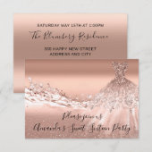 Sweet 16th Party Roos Gold Glitter Ocean Bridal Kaart (Voorkant / Achterkant)