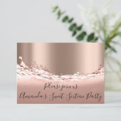 Sweet 16th Party Roos Gold Glitter Ocean Bridal Kaart (Staand voorkant)