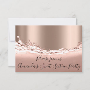 Sweet 16th Party Roos Gold Glitter Ocean Bridal Kaart