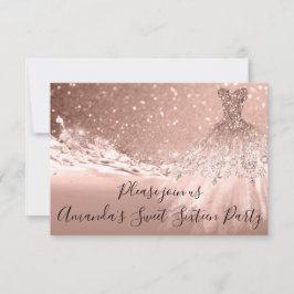 Sweet 16th Party Roos Gold Glitter Ocean Dress Kaart