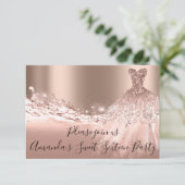 Sweet 16th Party Roos Gold Glitter Ocean Dress Kaart (Staand voorkant)