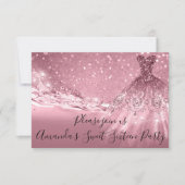Sweet 16th Party Roos Roze Glitter Ocean Dress Kaart (Voorkant)