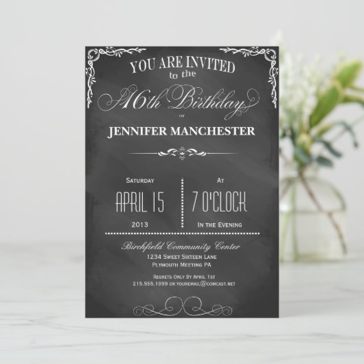 Sweet 16th Trendy Birthday Party Invitation Kaart (Staand voorkant)