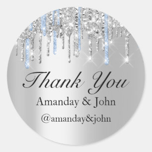Sweet 16th Wedding Favor Bridal Hartelijk dank Blu Ronde Sticker