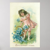 Sweet  1908 Floral Girl Verjaardag Poster (Voorkant)