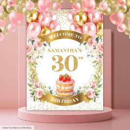 Sweet 30th Birthday Blush Gold Tapestry Achtergron Wandkleed