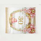 Sweet 30th Birthday Blush Gold Verjaardag Banner Wandkleed (Voorkant (horizontaal))