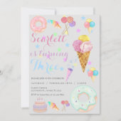 Sweet 3rd Birthday Invitation Kaart (Voorkant)