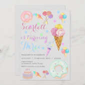 Sweet 3rd Birthday Invitation Kaart (Voorkant / Achterkant)