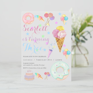 Sweet 3rd Birthday Invitation Kaart