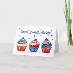 Sweet 4th of July Vrijheid met Patriottische Cupca Kaart