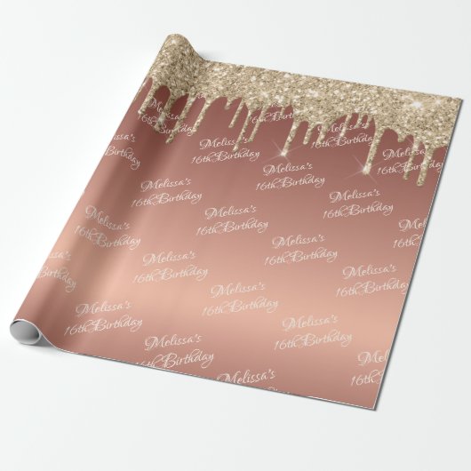 Sweet 60e Roos Gold Birthday Driving Cadeaupapier (Uitgerold)