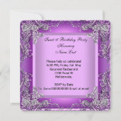Sweet 61 16 16th Birthday Party Paars Kaart (Achterkant)