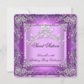 Sweet 61 16 16th Birthday Party Paars Kaart (Voorkant)