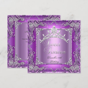 Sweet 61 16 16th Birthday Party Paars Kaart