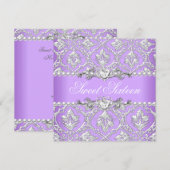 Sweet 61 16 Birthday Party Damask Lila Kaart (Voorkant / Achterkant)
