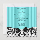 Sweet 61 16 Blauwgroen Zebra Polka Dots 2 Kaart (Achterkant)