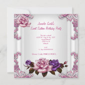 Sweet 61-16-jarige feestdag witte roze rozen kaart (Achterkant)