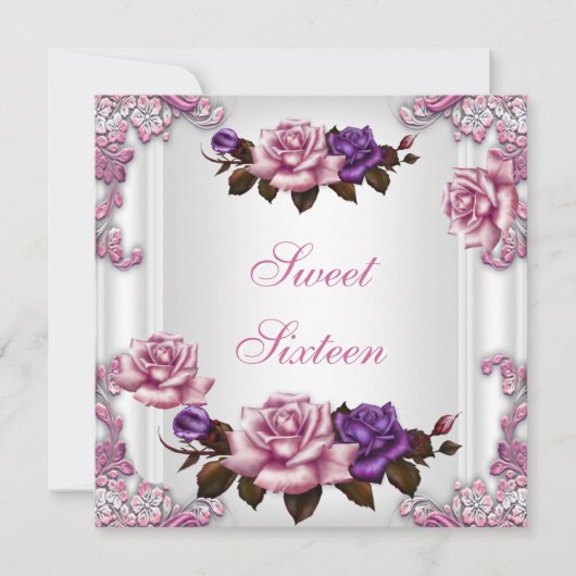 Sweet 61-16-jarige feestdag witte roze rozen kaart (Voorkant)