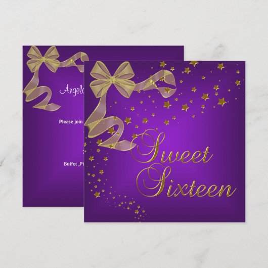 Sweet 61-16-jarige goudsterren Paars Kaart (Voorkant / Achterkant)