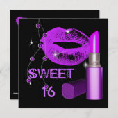 Sweet 61 16 Paarse hotroze lips Kaart (Voorkant / Achterkant)