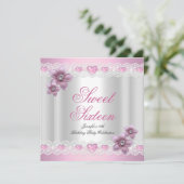 Sweet 61-16-partij roze zilverroze ventilator kaart (Staand voorkant)