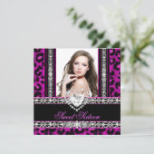 Sweet 61 16-partijenroze luipaard Diamond Kaart (Staand voorkant)