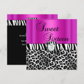Sweet 61 16-partijenroze luipaard Zebra Kaart (Voorkant / Achterkant)