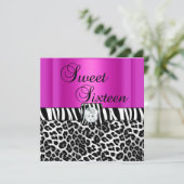 Sweet 61 16-partijenroze luipaard Zebra Kaart (Staand voorkant)