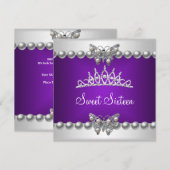 Sweet 61 16-partijenwitte Paarse vlinder Kaart (Voorkant / Achterkant)