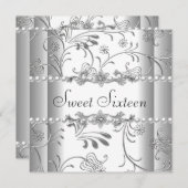 Sweet 61 16 verjaardag Silver White Pearl Kaart (Voorkant / Achterkant)