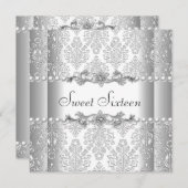 Sweet 61 16 verjaardag Silver White Pearl Kaart (Voorkant / Achterkant)