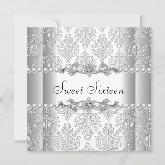 Sweet 61 16 verjaardag Silver White Pearl Kaart (Voorkant)