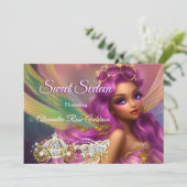 Sweet 61 16e sprookje Paars roze vervoer Kaart (Staand voorkant)