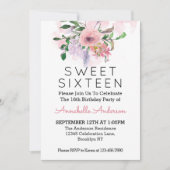 Sweet 61 16e verjaardag Roze Floral Waterverf Kaart (Voorkant)