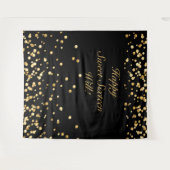 Sweet 61-jarige achtergrond, zwart en goud wandkleed (Voorkant (horizontaal))