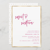 Sweet 61 modern script Faux Gold Foil roze in Kaart (Voorkant / Achterkant)