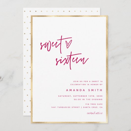 Sweet 61 modern script Faux Gold Foil roze in Kaart (Voorkant / Achterkant)