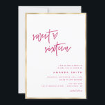 Sweet 61 modern script Faux Gold Foil roze in Kaart<br><div class="desc">Sweet Sixteen Modern Script Faux Gold Foil Pink Birthday InvitationBericht me voor elke noodzakelijke aanpassing</div>
