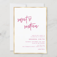 Sweet 61 modern script Faux Gold Foil roze in