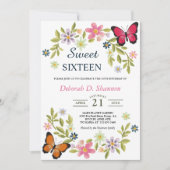 Sweet 61 Natuur bloemen en botervliegen Kaart (Voorkant)