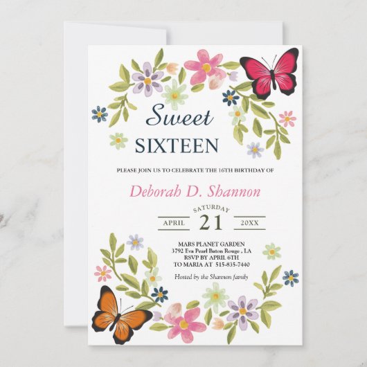 Sweet 61 Natuur bloemen en botervliegen Kaart (Voorkant)