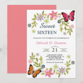 Sweet 61 Natuur bloemen en botervliegen Kaart (Voorkant / Achterkant)