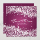 Sweet 61-partij mousserende golven roze kaart (Voorkant / Achterkant)