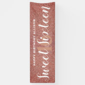 Sweet 61 roze roze roze goud Glitter gepersonalise Spandoek (Verticaal)