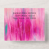 Sweet 61 Waterverf Meisje  Roze All In One Uitnodiging (Achterkant)