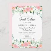 Sweet 61 Waterverf roze kleurige uitnodigingen (Voorkant / Achterkant)