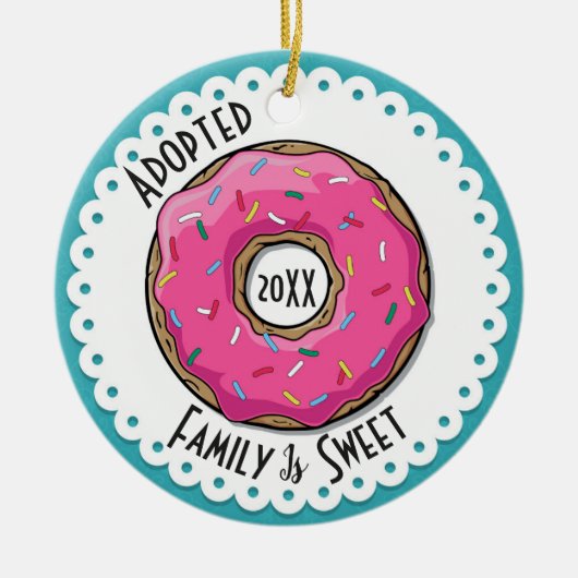 Sweet Aangenomen foto Donut Dated Keramisch Ornament (Voorkant)