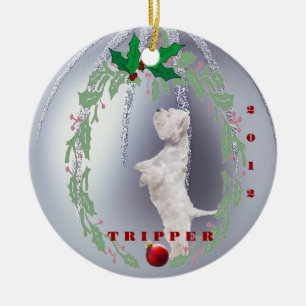 Sweet Aanpassen - Westie Puppys 1 Kerstmis Keramisch Ornament